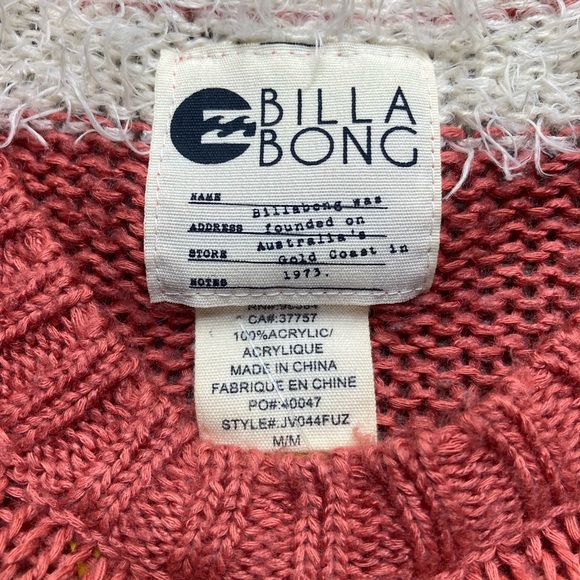 Billabong Orange and Cream Striped Sweater Size Medium - Picture 3 of 3